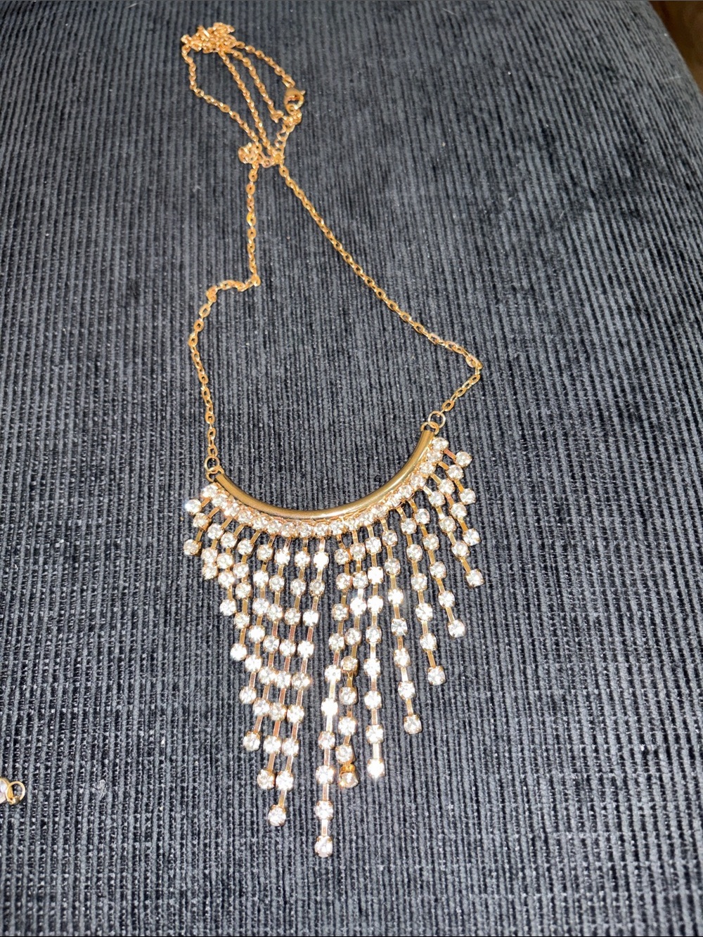 18-Gold Fringe Crystal Pendant Necklace - Women Jewelry